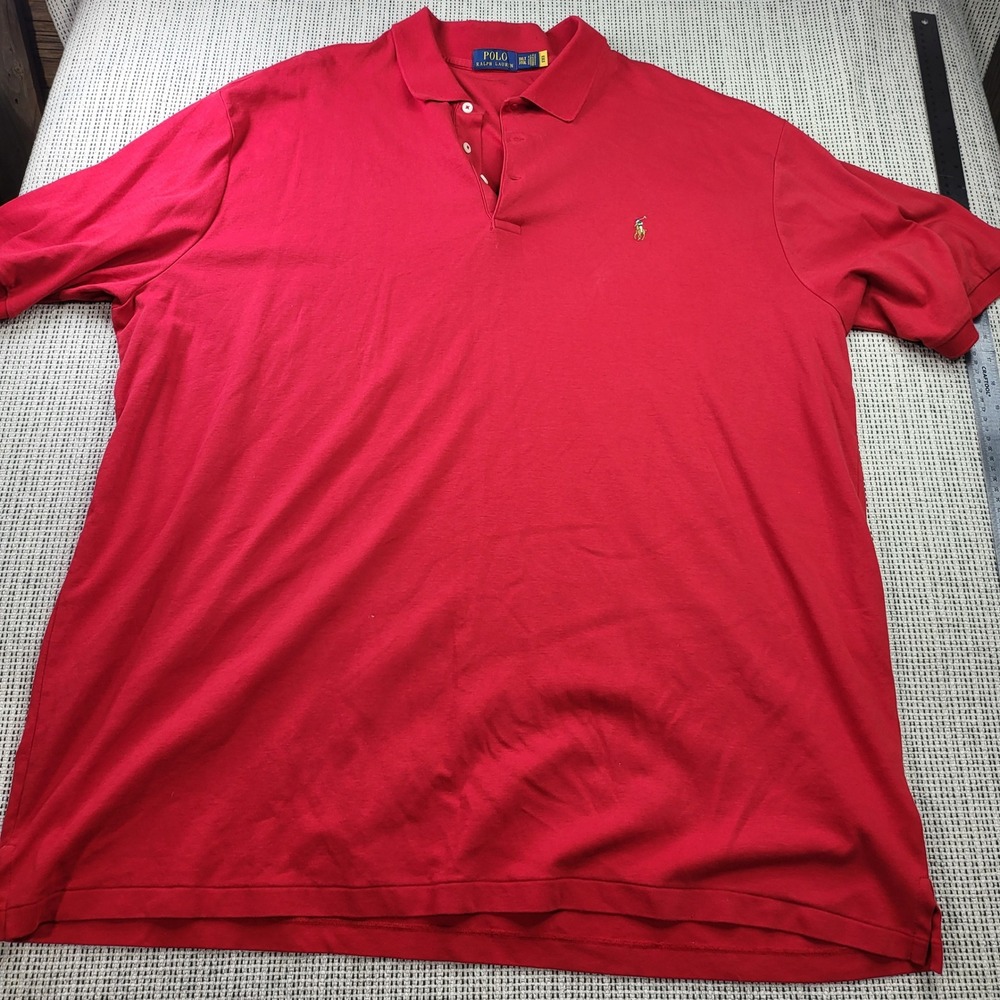 Polo Ralph Lauren Polo Men 3XLT Red Short Sleeve Tall Interlock Cotton Pony Logo